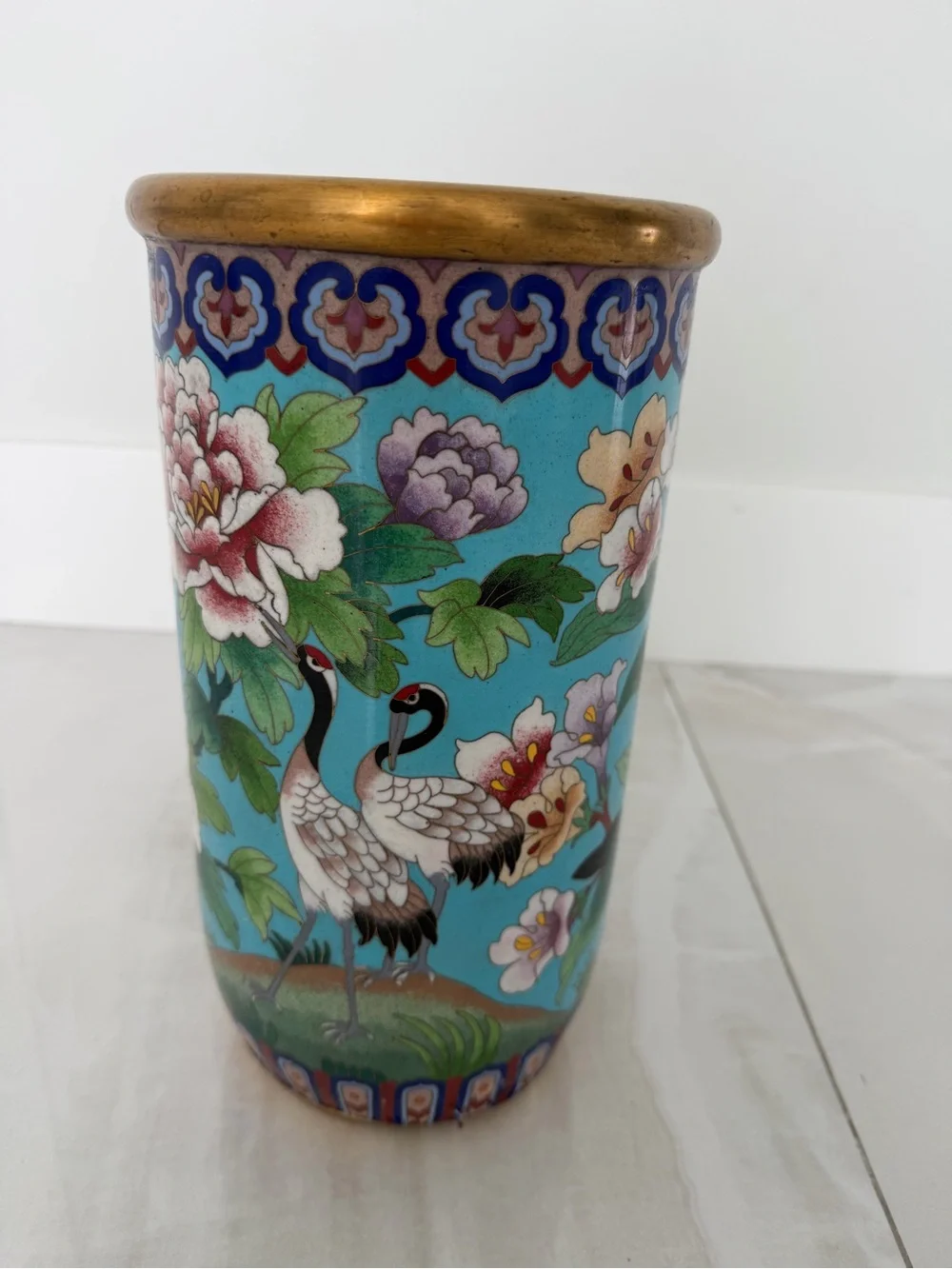 Vintage 1990’s Chinese Cloisonné Vase w/ Base Purchased in China PRICED TO SELL